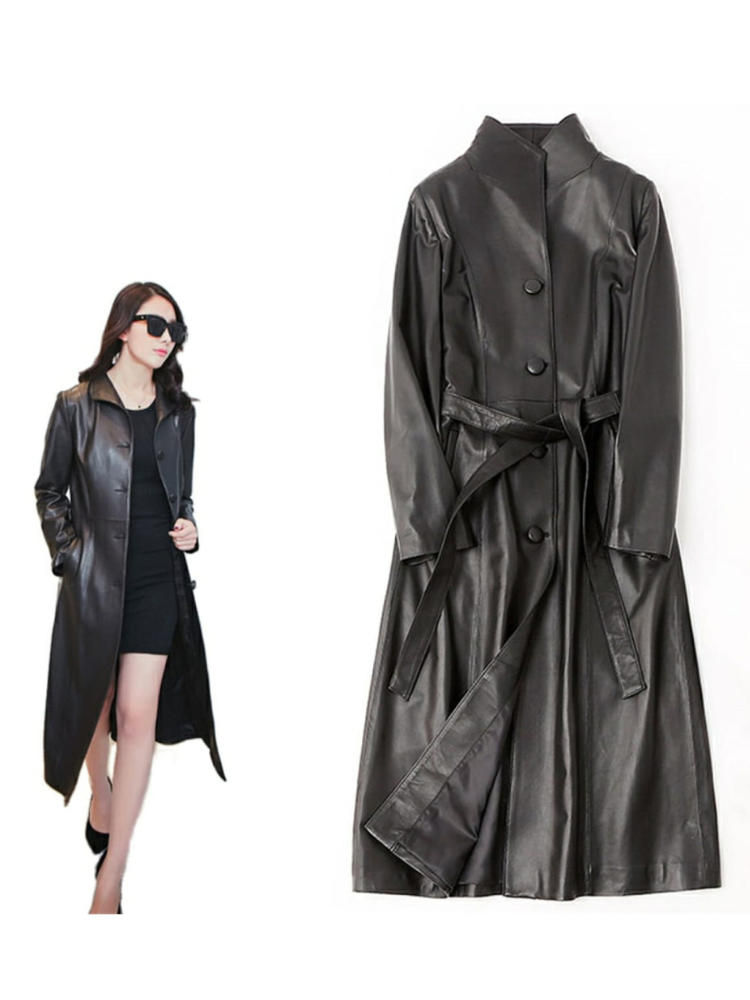 Real Leather Jacket Women-Lambskin Long Coats-Stylish Soft Women's