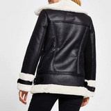Women’s B3 RAF Aviator Pilot Flying Bomber Fur Coat Lambskin Real Leather Jacket AR-01