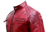 Men's Real Leather Jacket Distressed Vintage Motorcycle Black Slim Biker Jacket-1178