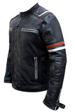 Men's Real Leather Jacket Distressed Vintage Motorcycle Black Slim Biker Jacket-1179