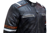 Men's Real Leather Jacket Distressed Vintage Motorcycle Black Slim Biker Jacket-1179