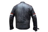 Men's Real Leather Jacket Distressed Vintage Motorcycle Black Slim Biker Jacket-1179