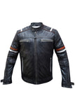 Men's Real Leather Jacket Distressed Vintage Motorcycle Black Slim Biker Jacket-1179