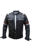 Men's Real Leather Jacket Distressed Vintage Motorcycle Black Slim Biker Jacket-1179