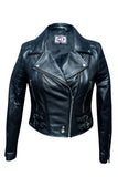 LADIES SHORT BIKER FASHION LEATHER JACKET  BLACK SHEEP NAPPA S089