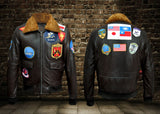 B2: Men's Top Gun Pilot Bomber Flying Aviation Leather Jacket 1175