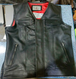 HI VIZ VIS VISIBILITY REVERSIBLE MOTER CYCLE LEATHER GILET WAYNE WAISTCOAT