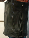 HI VIZ VIS VISIBILITY REVERSIBLE MOTER CYCLE LEATHER GILET WAYNE WAISTCOAT