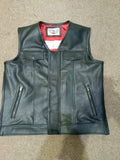 HI VIZ VIS VISIBILITY REVERSIBLE MOTER CYCLE LEATHER GILET WAYNE WAISTCOAT