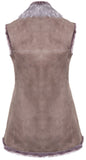 Taupe Ladies Women's Soft Real Toscana Sheepskin Leather Gilet Waistcoat