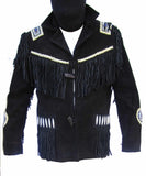 Indian Western Fringe Beaded Suede  Leather Jacket - Cherokee 144