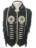 Indian Western Fringe Beaded  Leather Vest 146