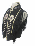 Indian Western Fringe Beaded  Leather Vest 146