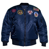 Classic USA Nylon Pilot Bomber Jacket with badges Blue/black - MAI 1521F