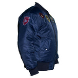 Classic USA Nylon Pilot Bomber Jacket with badges Blue/black - MAI 1521F