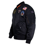 Classic USA Nylon Pilot Bomber Jacket with badges Blue/black - MAI 1521F