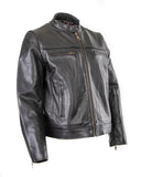 Blouson Cruiser Biker Black Waxy Cowhide Leather Jacket Vespa 164