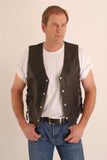 Natural (waxy) Cowhide Leather Biker Waistcoat with Side Lace - Fresco 202