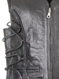 Men Leather Wascoat With Laces & Brading 219-M