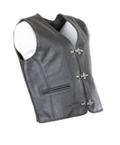 Cow Hide Leather Biker Studded Buckle Waistcoat 224