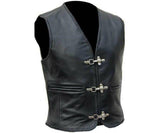 Cow Hide Leather Biker Studded Buckle Waistcoat 224