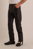 Plain Leather jean in cowhide leather Biker Fashion Style (Martin) 301
