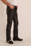 Lace Sided Leather Jean Biker Fashion Cruiser Classic Out-Law (305)