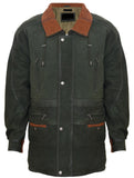 Men's Green Cow Hide Nubuck Suede Leather Jacket Parka