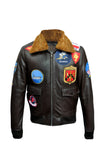 B2: Men's Top Gun Pilot Bomber Flying Aviation Leather Jacket 1175