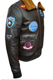B2: Men's Top Gun Pilot Bomber Flying Aviation Leather Jacket 1175