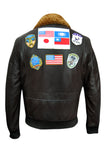B2: Men's Top Gun Pilot Bomber Flying Aviation Leather Jacket 1175