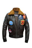 B2: Men's Top Gun Pilot Bomber Flying Aviation Leather Jacket 1175