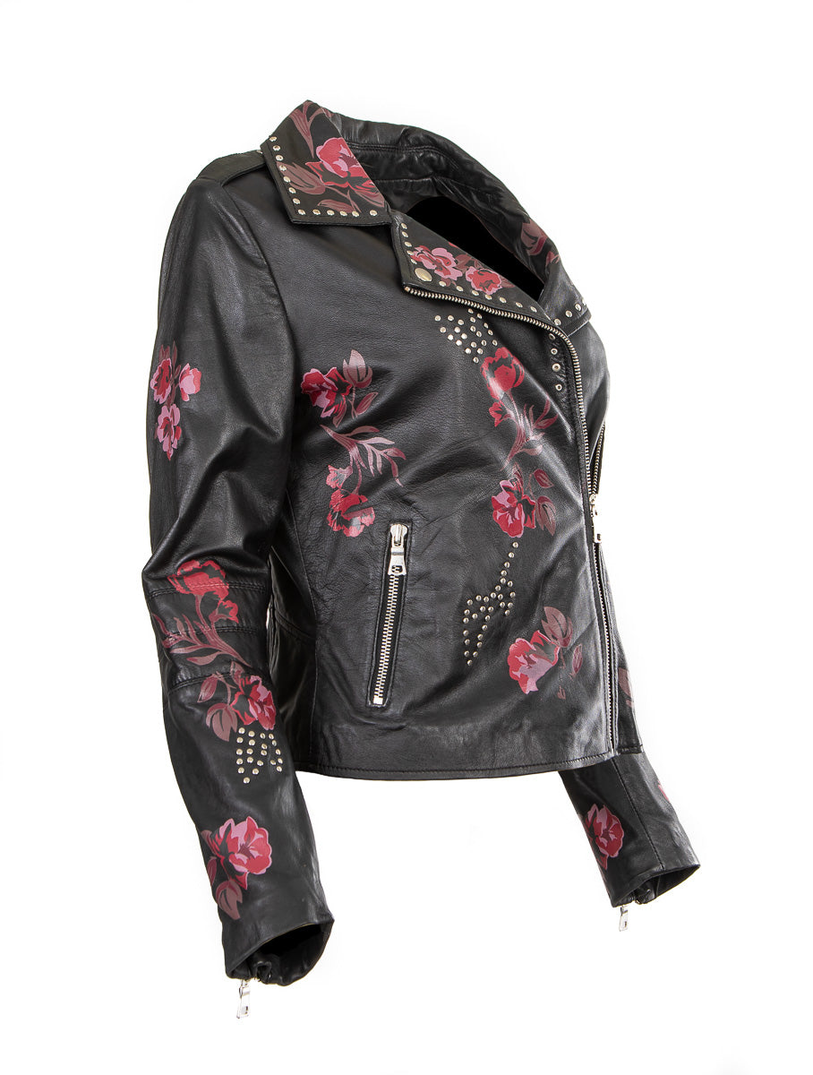 Womens skull leather on sale jacket