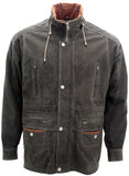 Men's Green Cow Hide Nubuck Suede Leather Jacket Parka