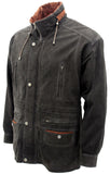 Men's Green Cow Hide Nubuck Suede Leather Jacket Parka