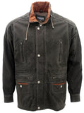 Men's Green Cow Hide Nubuck Suede Leather Jacket Parka