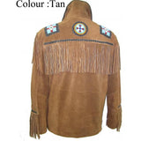 Indian Western Fringe Beaded  Leather Jacket - Huron 140