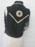 Indian Western Fringe Beaded  Leather Vest 146