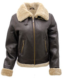 Women's Brown B3 WW2 Ginger Real Thick Sheepskin Leather Flying Jacket