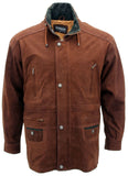 Men's Rust Tan Cow Hide Nubuck Suede Leather Jacket Parka