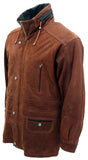 Men's Rust Tan Cow Hide Nubuck Suede Leather Jacket Parka