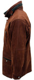 Men's Rust Tan Cow Hide Nubuck Suede Leather Jacket Parka