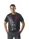 COWHIDE LEATHER WAISTCOAT CONCHO WITH RED FLAM 206