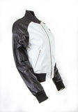Classic Womens Bomber College Biker Leather Jacket Greece S005