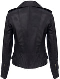 Ladies Retro Black 100% Nappa Leather Biker Jacket Pami S083