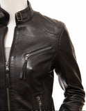 Ladies Real Leather Black  Fitted Bikers Vintage Style Jacket Gilda S087