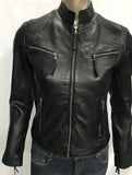 Ladies Real Leather Black  Fitted Bikers Vintage Style Jacket Gilda S087