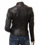 Ladies Real Leather Black  Fitted Bikers Vintage Style Jacket Gilda S087