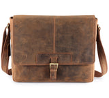 Distressed COW Hide Leather Bags Men,Half Flap Messenger / Laptop bags UM03
