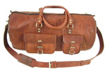 Hand made Premium Oild WaxTan Leather Holdall Duffle Weekend Cabin Bag VE0027